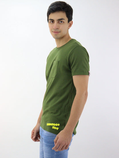 Playera manga corta de color verde militar