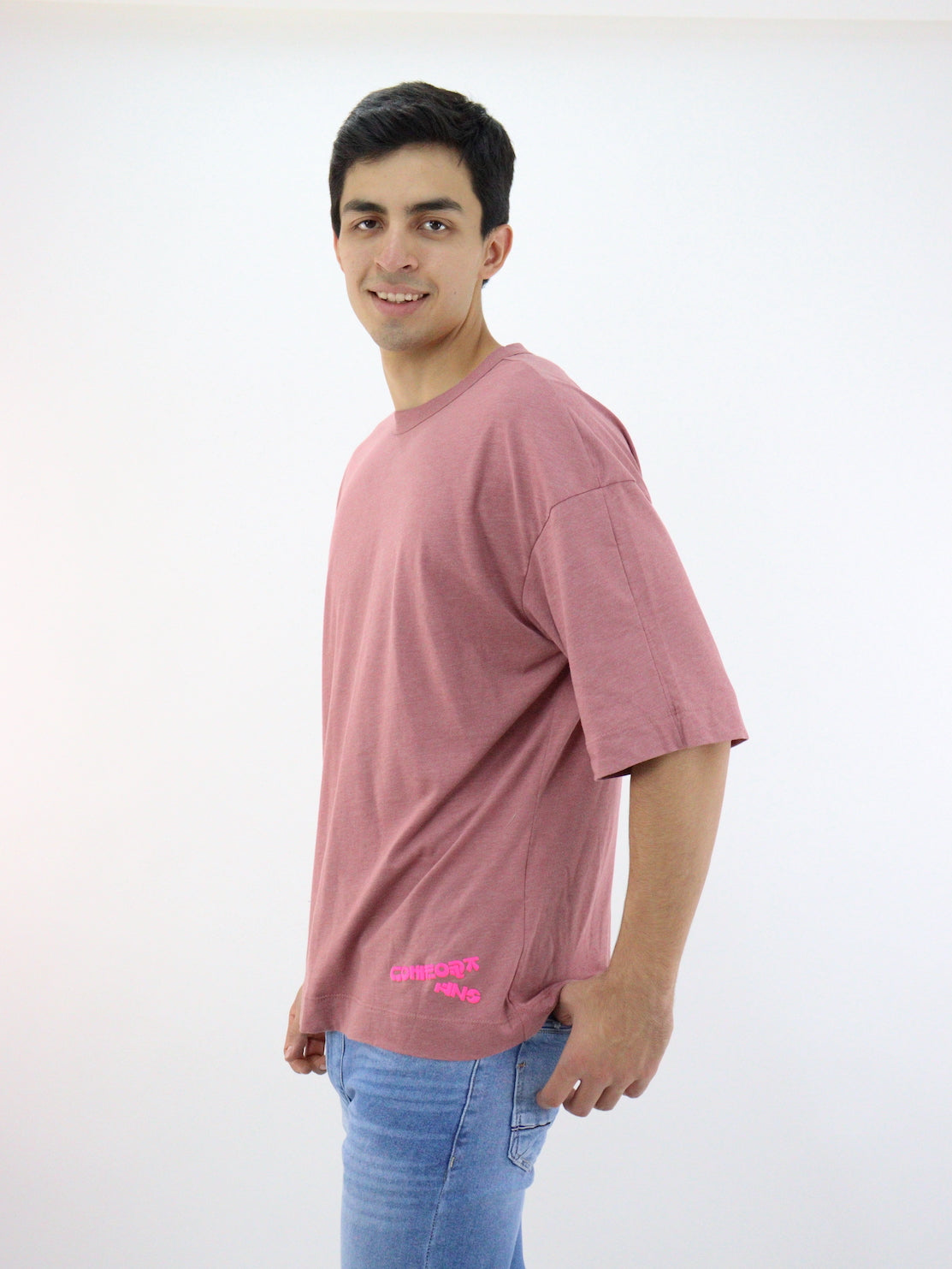 Playera mid size de color rosa palo