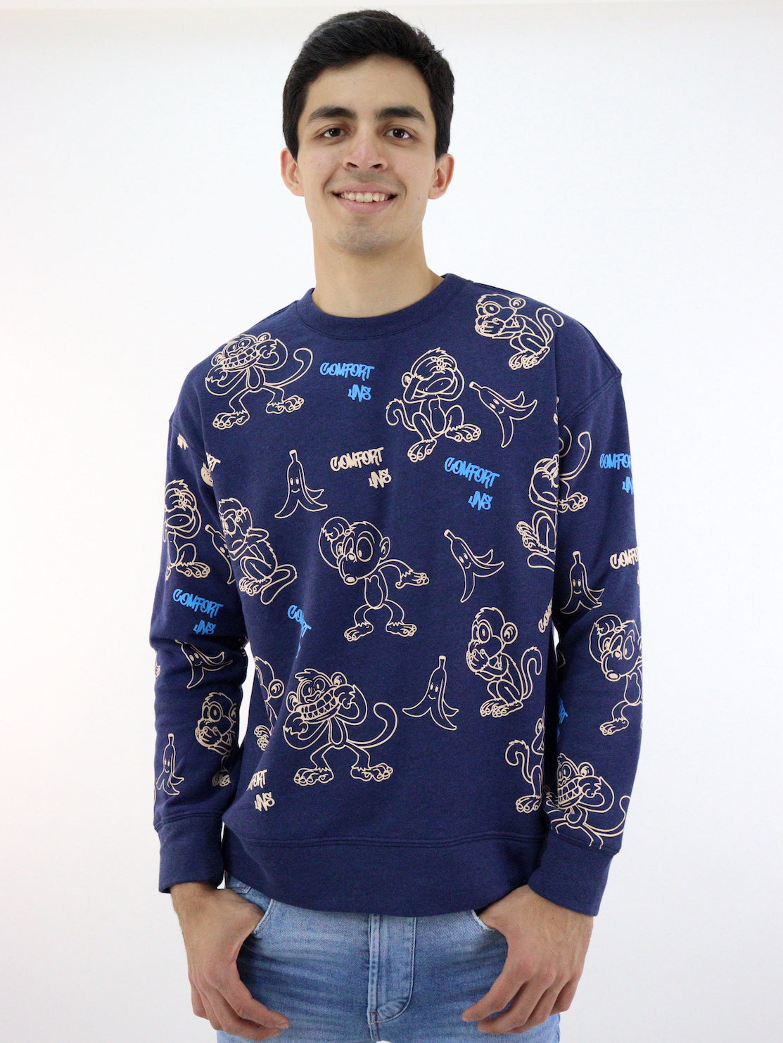 Sudadera de color azul marino con print de monkey´s