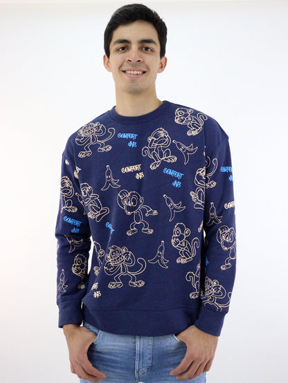 Sudadera de color azul marino con print de monkey´s