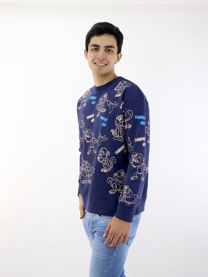 Sudadera de color azul marino con print de monkey´s