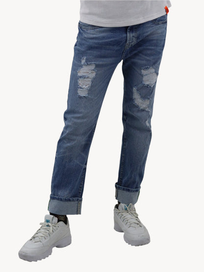 Jeans slim azul deslavado con destrucción (NUEVA TEMPORADA)