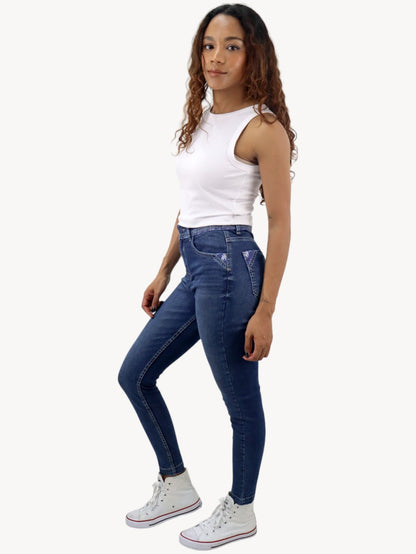 Jeans skinny tiro alto de color azul oscuro (NUEVA TEMPORADA)