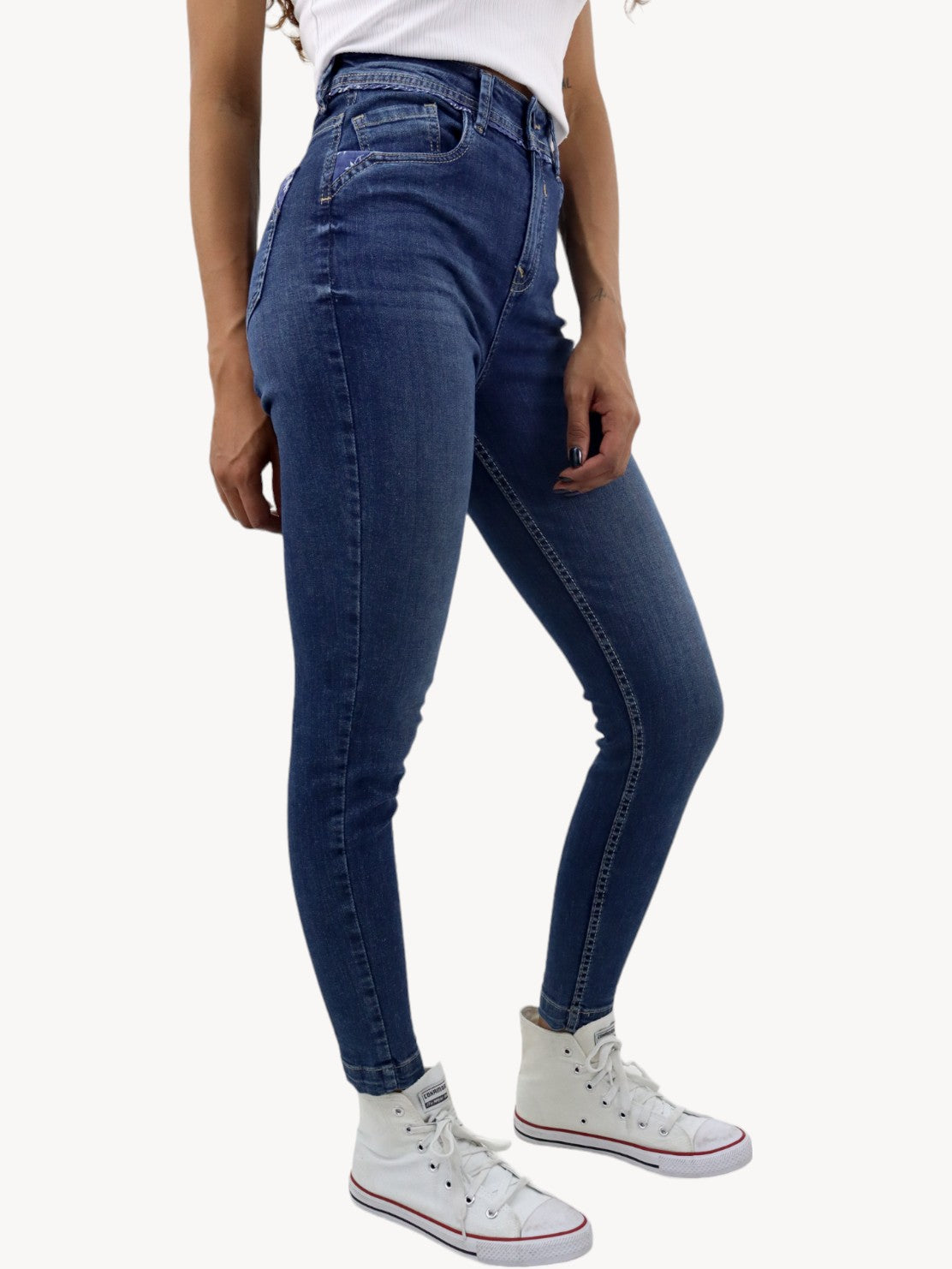 Jeans skinny tiro alto de color azul oscuro (NUEVA TEMPORADA)