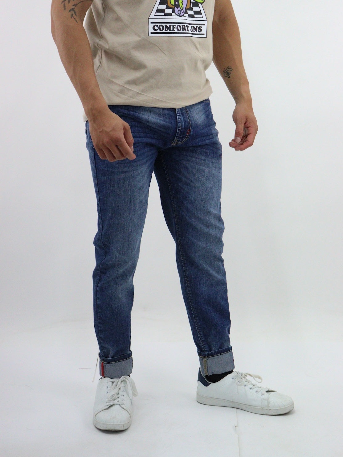 Jeans skinny de color azul oscuro deslavado (NUEVA TEMPORADA)