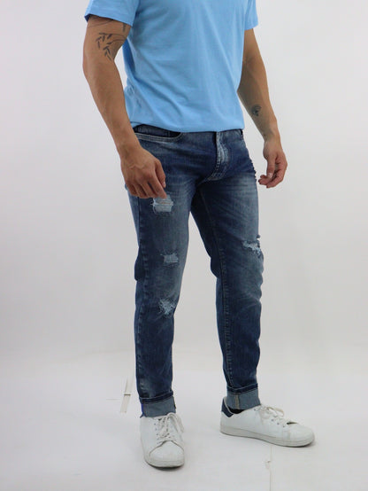 Jeans skinny color azul azul deslavado con destrucción (NUEVA TEMPORADA)