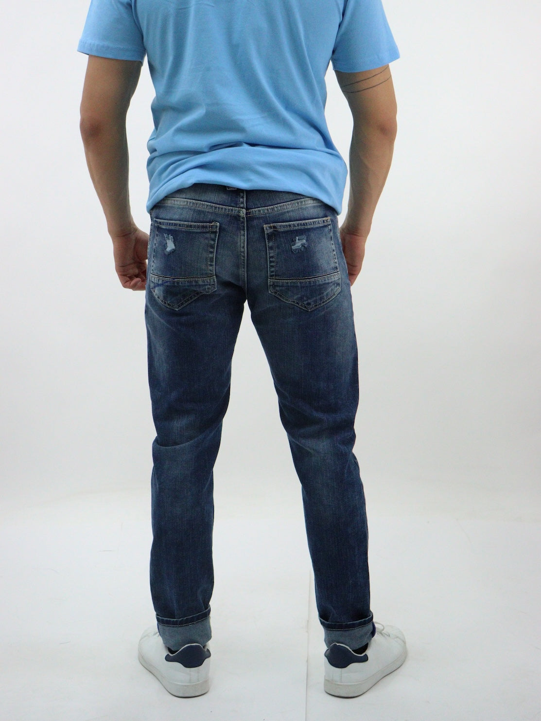 Jeans skinny color azul azul deslavado con destrucción (NUEVA TEMPORADA)