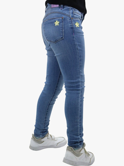 Jeans skinny azul claro con bordado floral (NUEVA TEMPORADA)