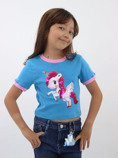 Playera manga corta con estampado de unicornio (NUEVA TEMPORADA)