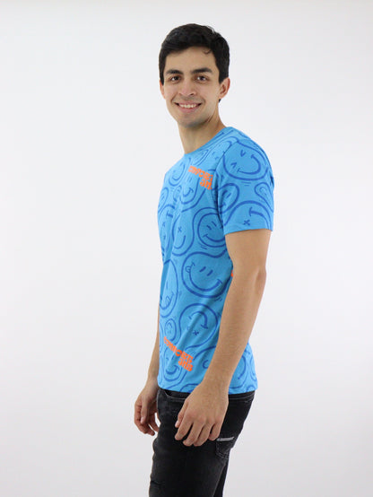 Playera smiley manga corta de color azul (NUEVA TEMPORADA)