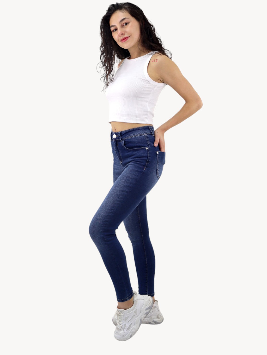 Jeans skinny tiro alto de color azul oscuro (NUEVA TEMPORADA)