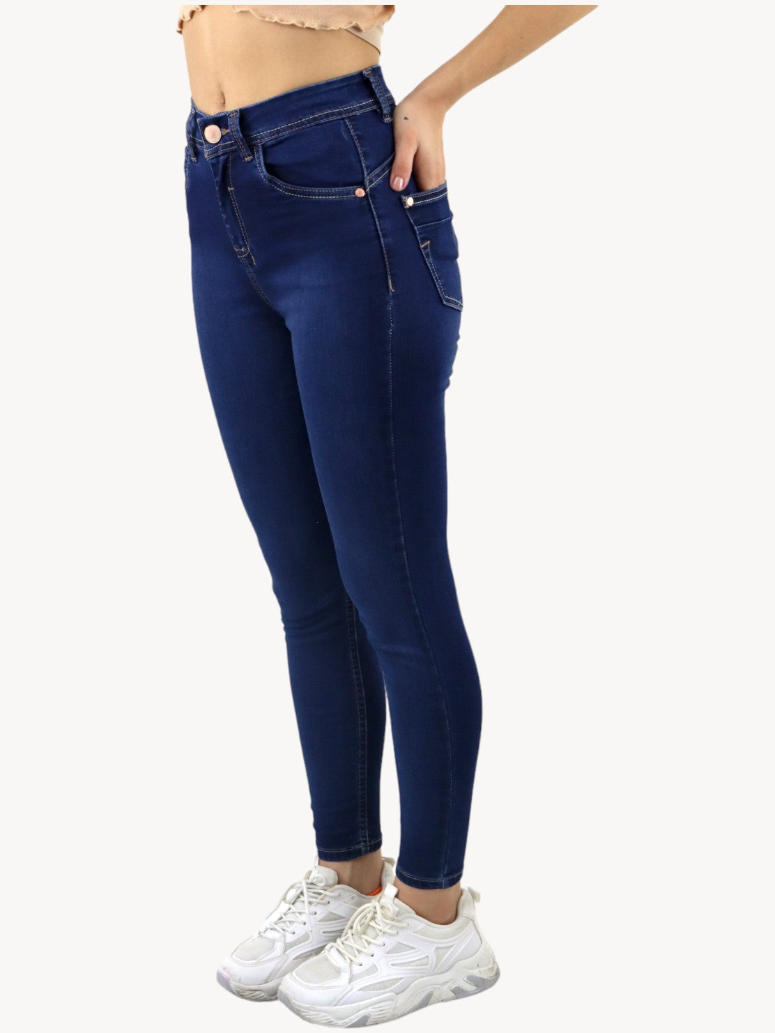 Jeans skinny tiro alto de color azul oscuro (NUEVA TEMPORADA)