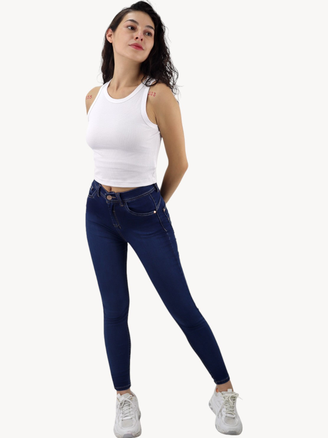 Jeans skinny tiro alto de color azul oscuro (NUEVA TEMPORADA)