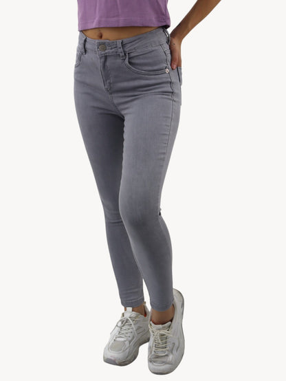 Jeans skinny tiro alto de color gris (NUEVA TEMPORADA)