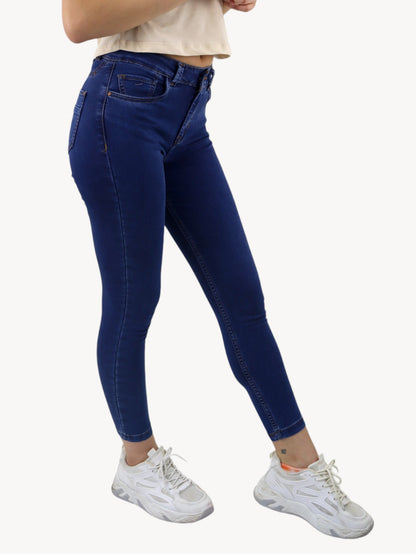 Jeans skinny tiro medio de color azul oscuro (NUEVA TEMPORADA)