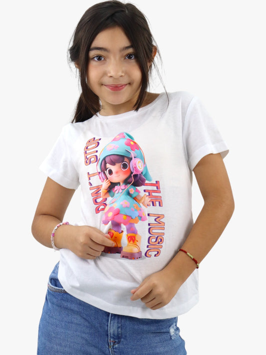 Playera manga corta de color blanco con estampado (NUEVA TEMPORADA)