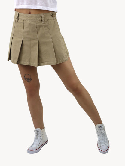 Falda short tableada de color khaki (NUEVA TEMPORADA)