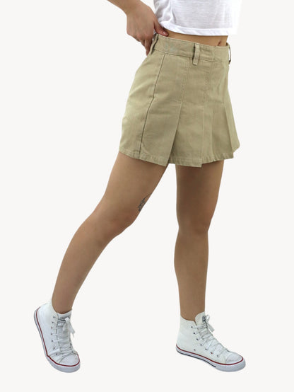 Falda short tableada de color khaki (NUEVA TEMPORADA)