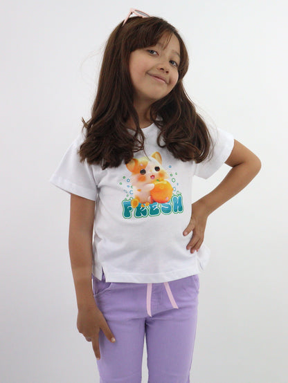 Playera de color blanco con gráfico de hamster (NUEVA TEMPORADA)