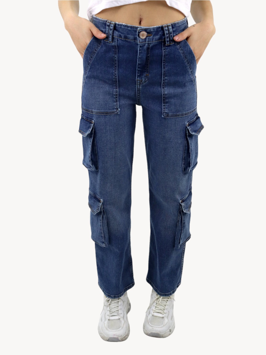 Jeans baggy-cargo de color azul oscuro (NUEVA TEMPORADA)