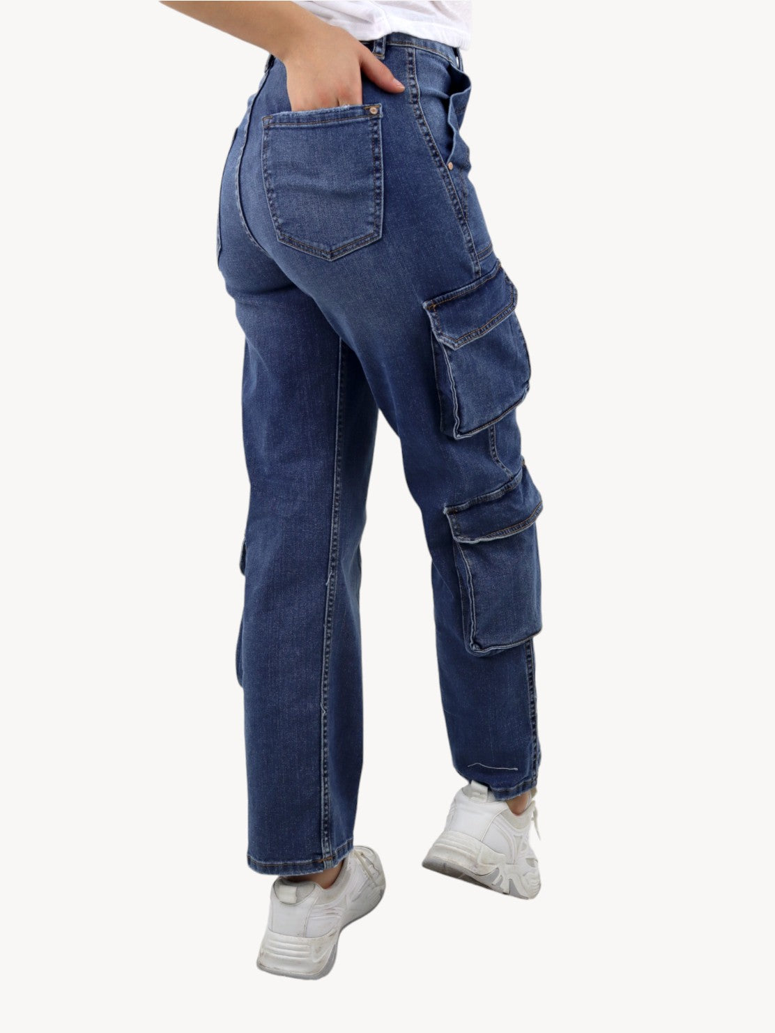 Jeans baggy-cargo de color azul oscuro (NUEVA TEMPORADA)