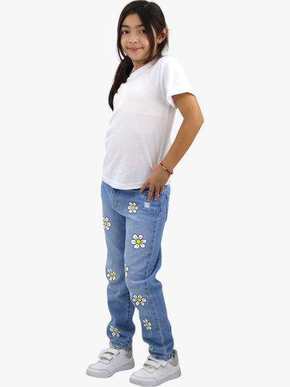 Jeans mom clasic con estampado floral (NUEVA TEMPORADA)