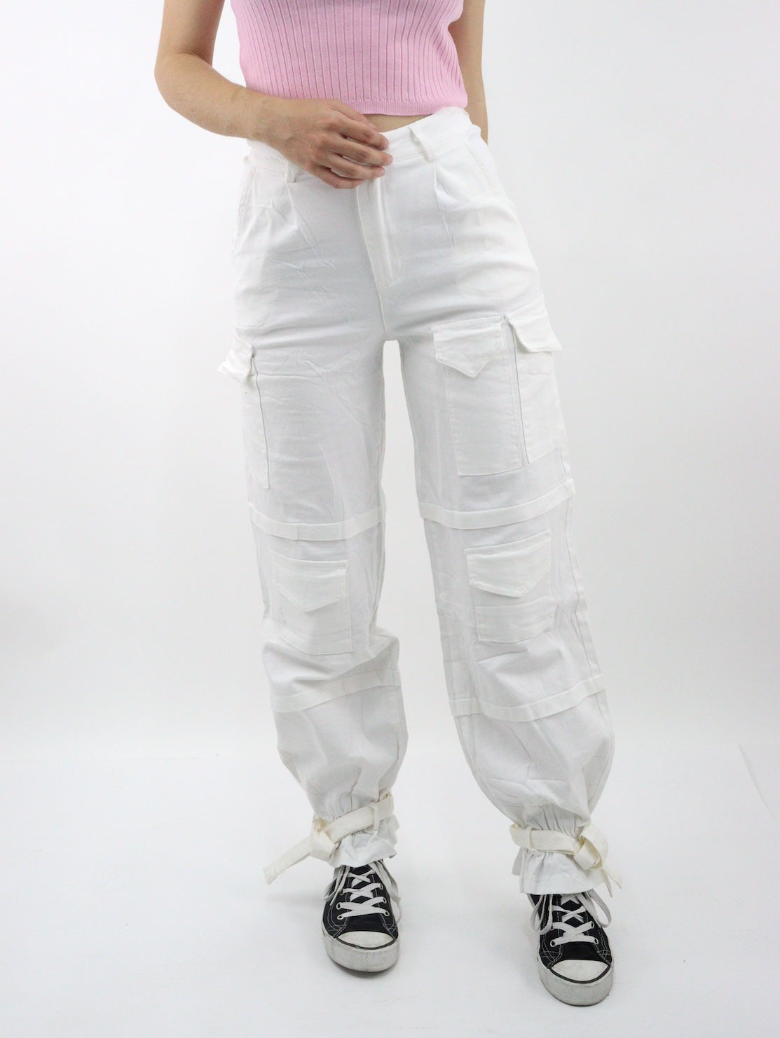 Pantalón cargo de tela stretch color blanco (NUEVA TEMPORADA)