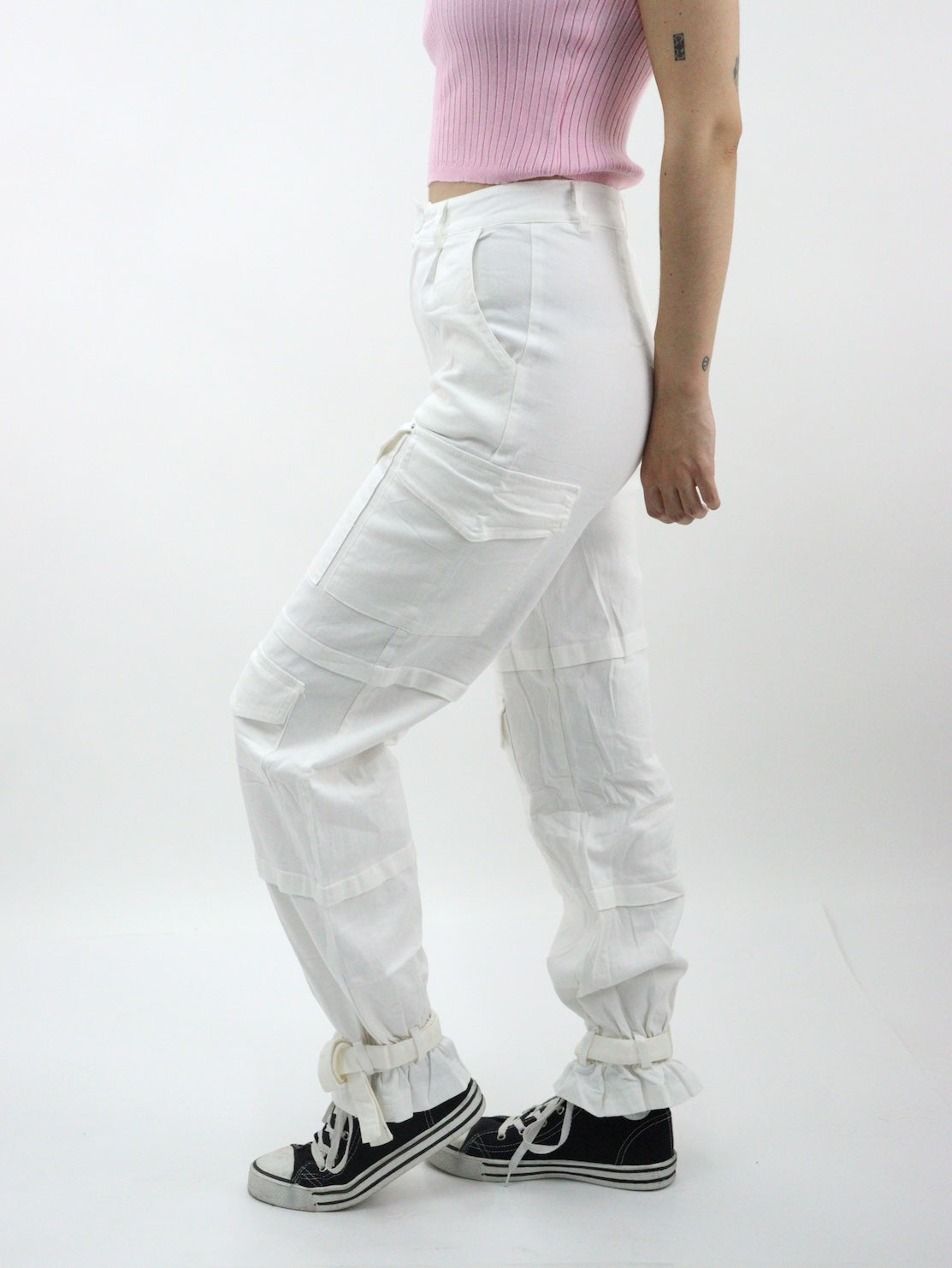 Pantalón cargo de tela stretch color blanco (NUEVA TEMPORADA)