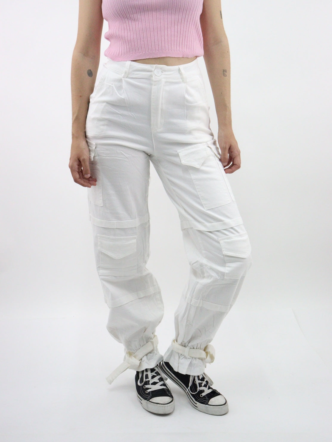 Pantalón cargo de tela stretch color blanco (NUEVA TEMPORADA)