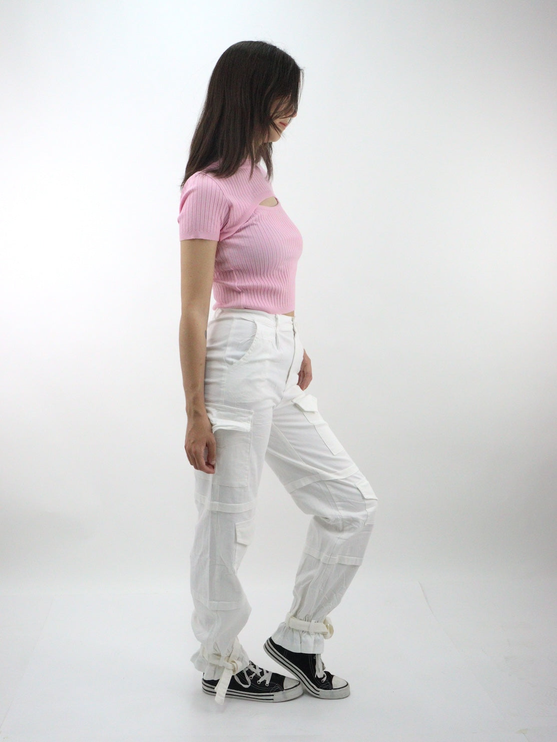 Pantalón cargo de tela stretch color blanco (NUEVA TEMPORADA)