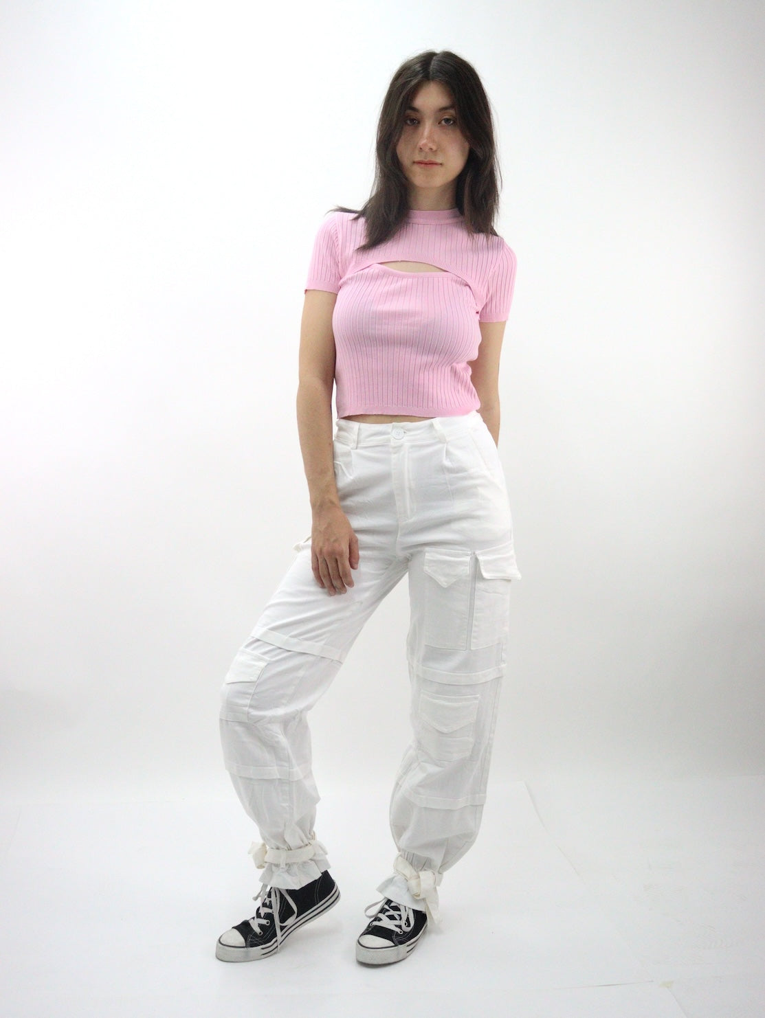 Pantalón cargo de tela stretch color blanco (NUEVA TEMPORADA)