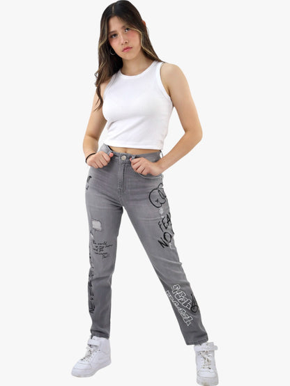 Jeans mom clasic con estampado (NUEVA TEMPORADA)