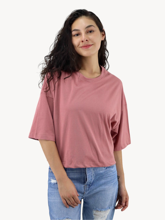 Playera mid size manga corta de color rosa palo (NUEVA TEMPORADA)