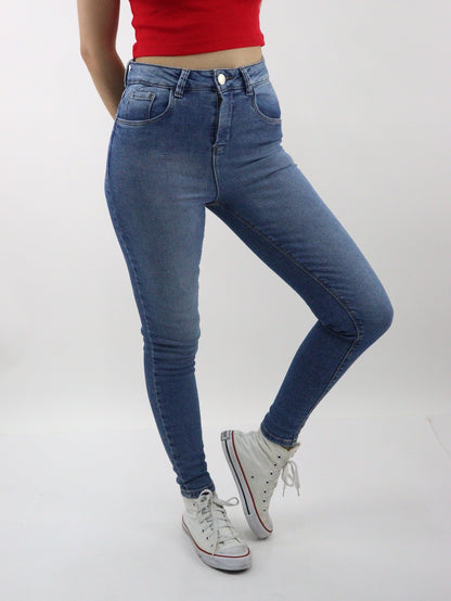 Jeans skinny tiro alto de color azul medio (NUEVA TEMPORADA)