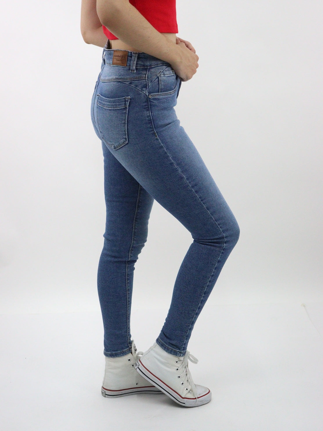 Jeans skinny tiro alto de color azul medio (NUEVA TEMPORADA)