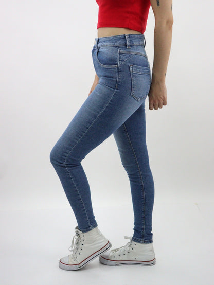 Jeans skinny tiro alto de color azul medio (NUEVA TEMPORADA)