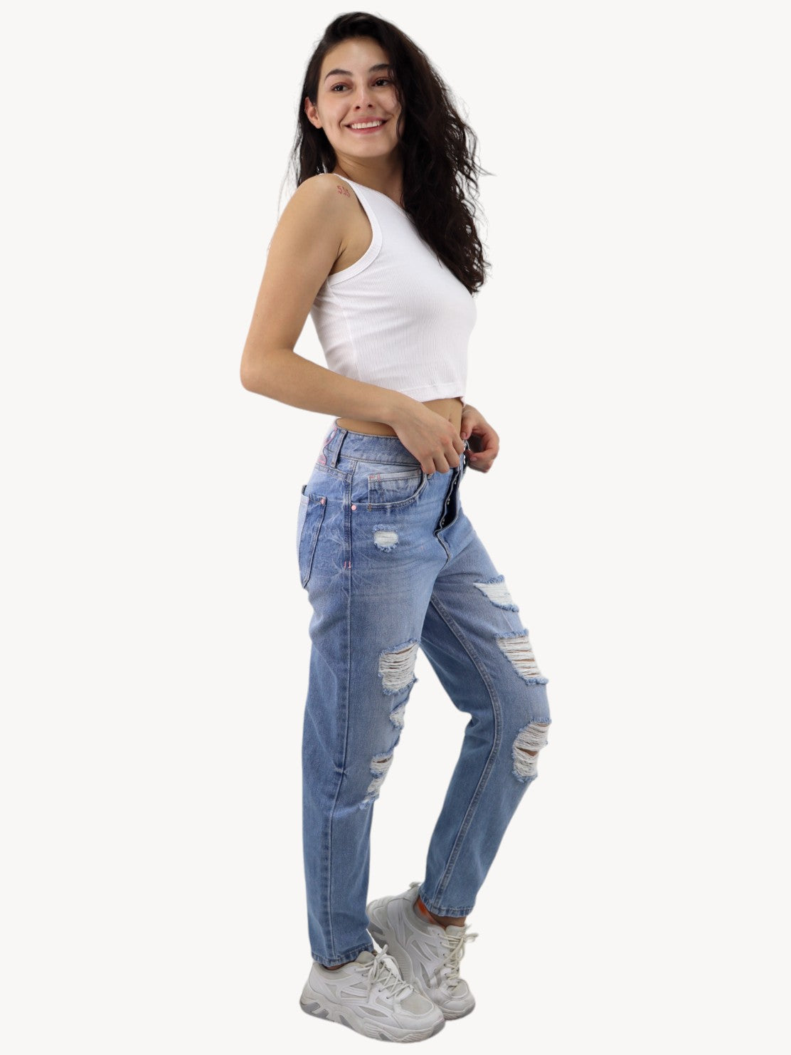 Jeans mom clasic con destrucción (NUEVA TEMPORADA)