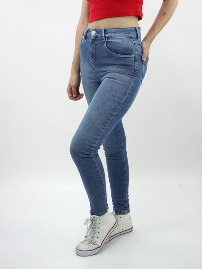 Jeans skinny tiro alto de color azul medio (NUEVA TEMPORADA)