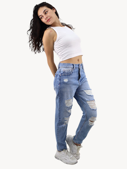 Jeans mom clasic con destrucción (NUEVA TEMPORADA)