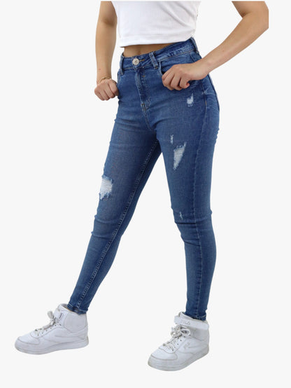 Jeans skinny tiro alto con destrucción (NUEVA TEMPORADA)