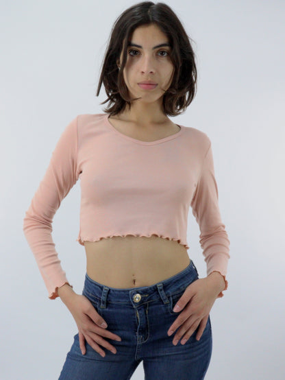 Playera basic crop M/L de color rosa