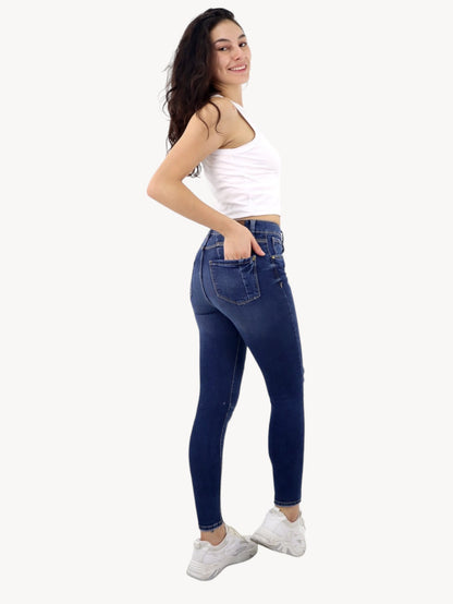 Jeans skinny tiro alto con destrucción (NUEVA TEMPORADA)