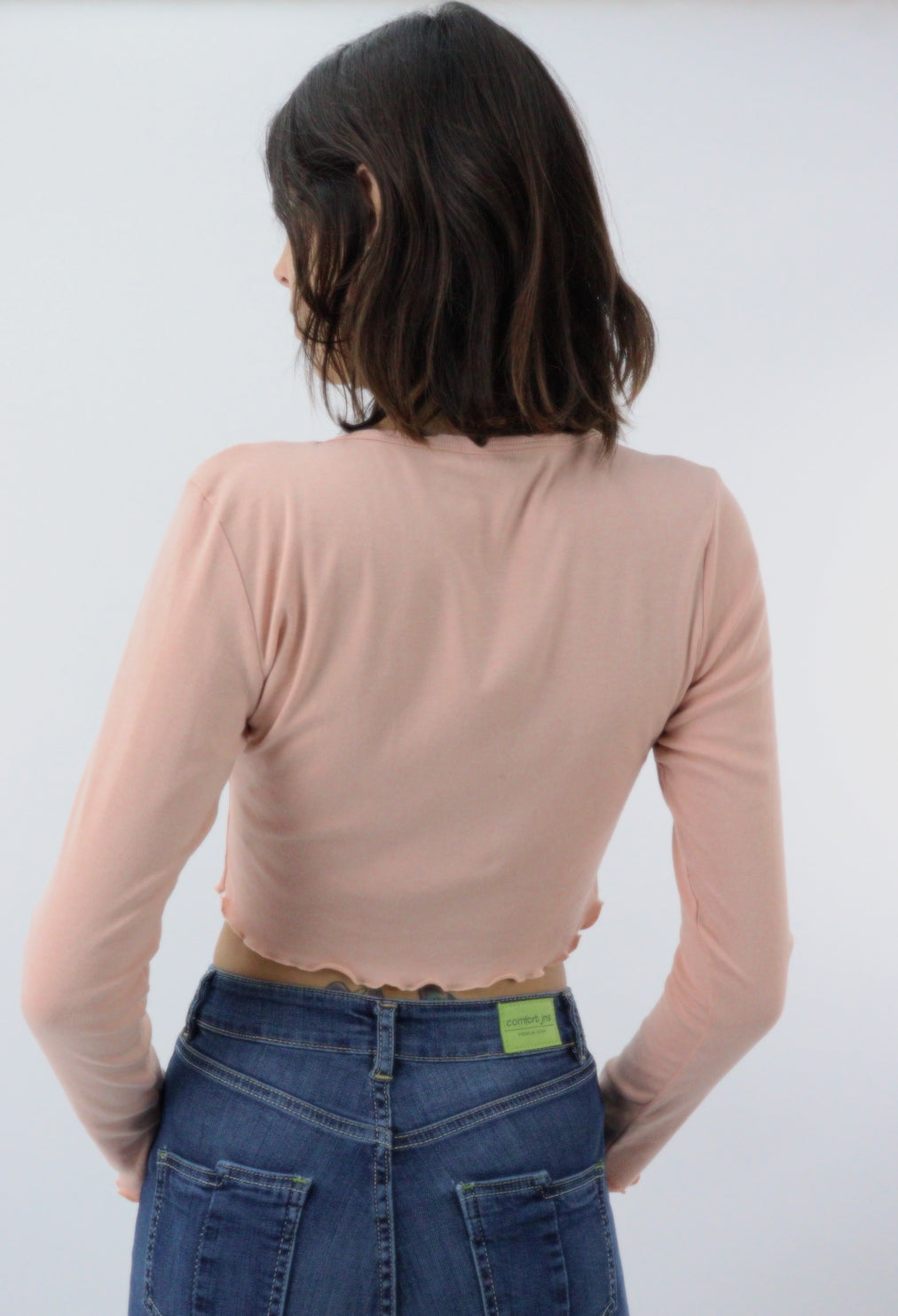 Playera basic crop M/L de color rosa