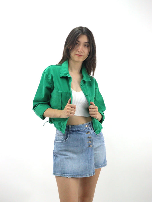 Sobrecamisa crop parachute de color verde (NUEVA TEMPORADA)