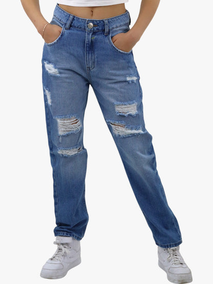 Jeans mom clasic con destrucción (NUEVA TEMPORADA)