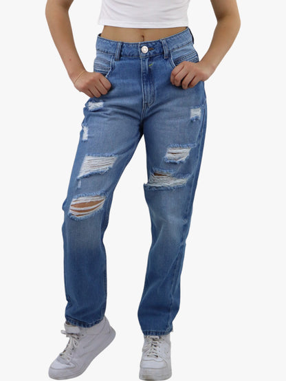 Jeans mom clasic con destrucción (NUEVA TEMPORADA)