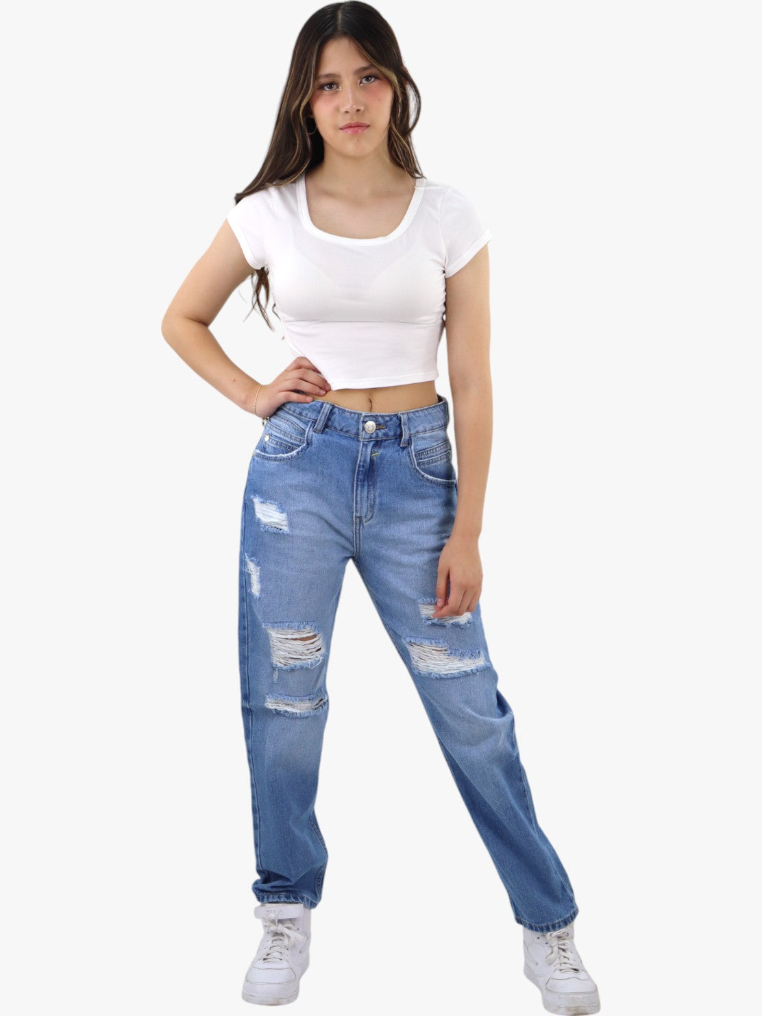 Jeans mom clasic con destrucción (NUEVA TEMPORADA)