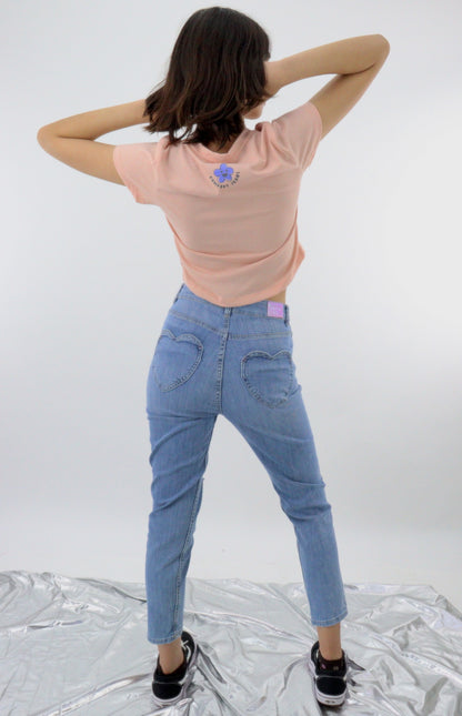 Jeans mom clasic de color azul claro