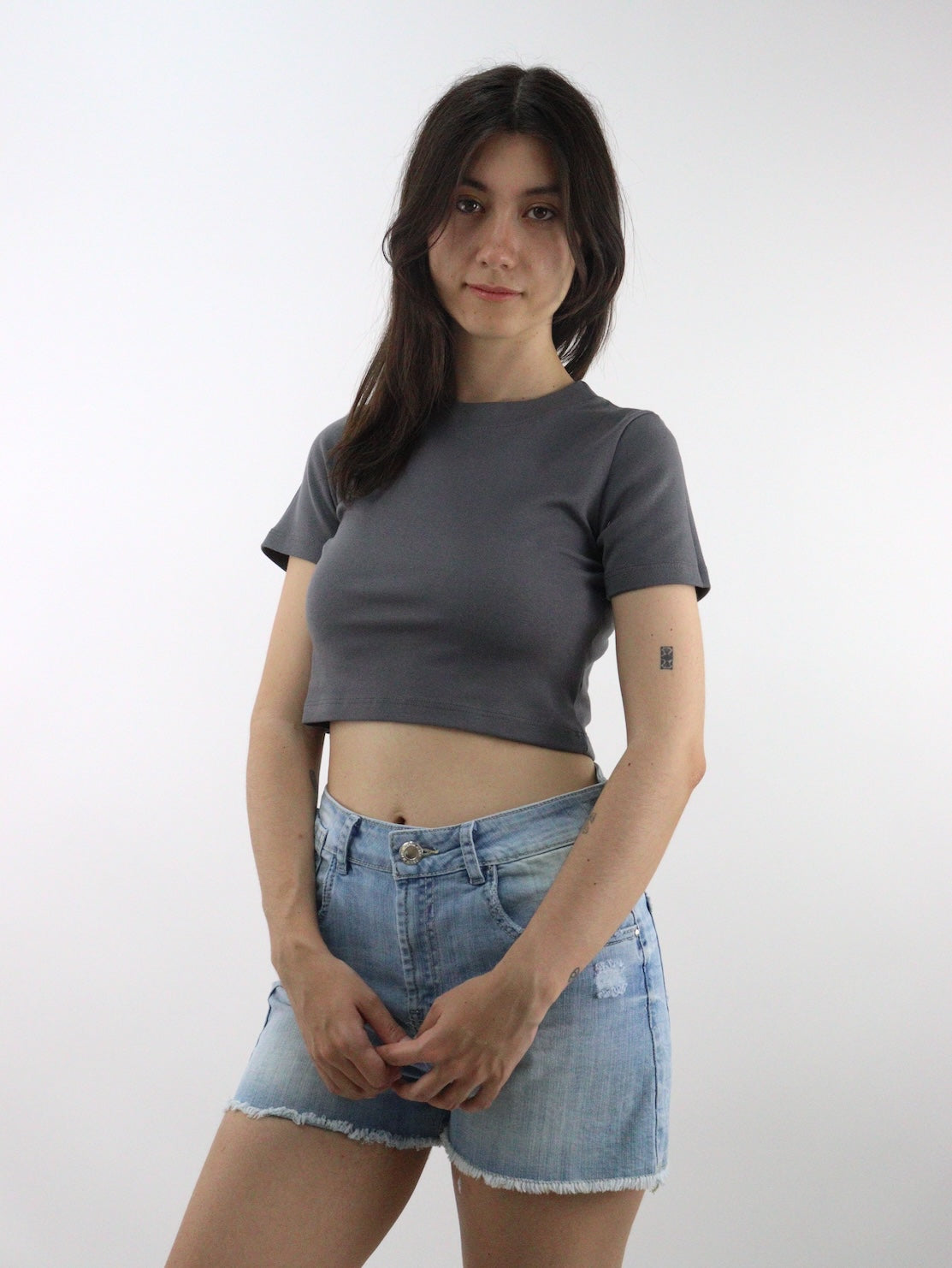 Playera crop básica de color gris (NUEVA TEMPORADA)