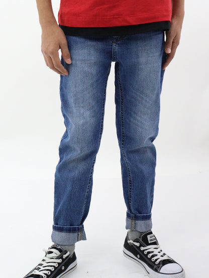 Jeans skinny de color azul medio